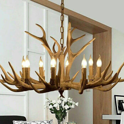 Country Style Antler Resin 6-Light Chandeliers