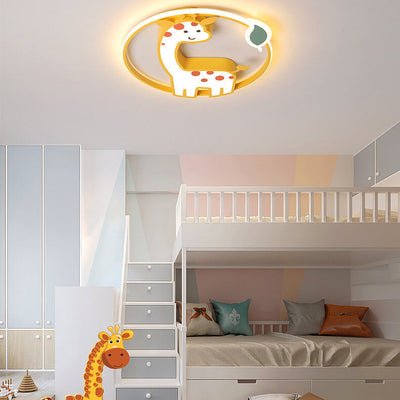 Childlike Cute Cartoon Giraffe Design LED Flush Mount Light