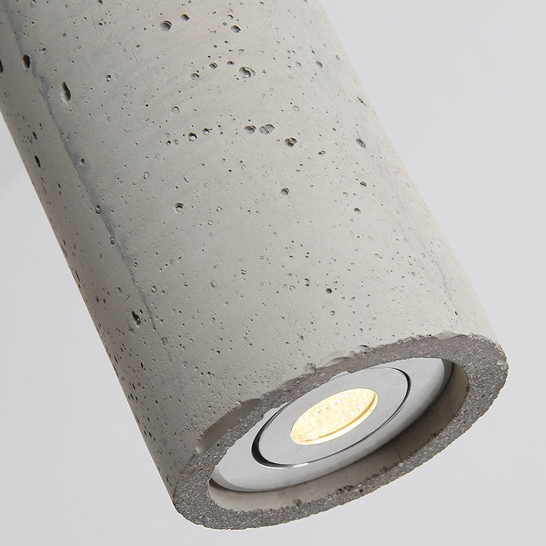 Suspension Luminaire Contemporain Industriel Cylindrique à Texture Rugueuse en Ciment 1-Lumière pour Salon 