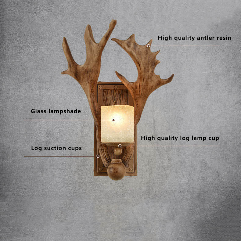 Vintage antike Geweih 1-Licht Wandleuchte Lampe 