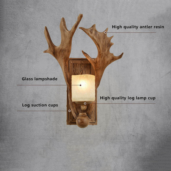 Vintage antike Geweih 1-Licht Wandleuchte Lampe 