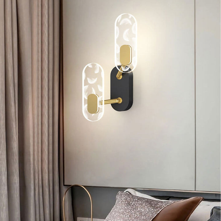 Applique murale LED moderne et créative avec anneau en acrylique, noir et or 