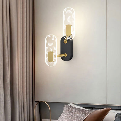 مصباح حائط LED حديث إبداعي بحلقة أكريليك باللون الأسود والذهب 