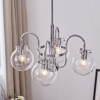 French Light Luxury Round Iron Glass 4/5-Light Island Light Chandelier