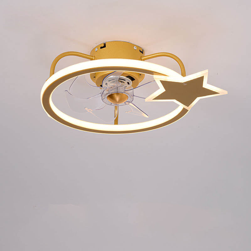 Childlike Star/Dolphin Design Quiet LED Flush Mount Fan Light