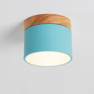 Scandinavian Macaroon Solid Color Log LED Flush Mount Ceiling Light