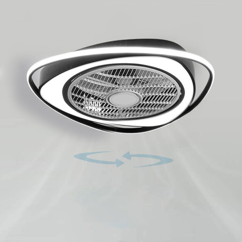 Nordic Simple Crystal Round Frame Design LED Flush Mount Ceiling Fan Light