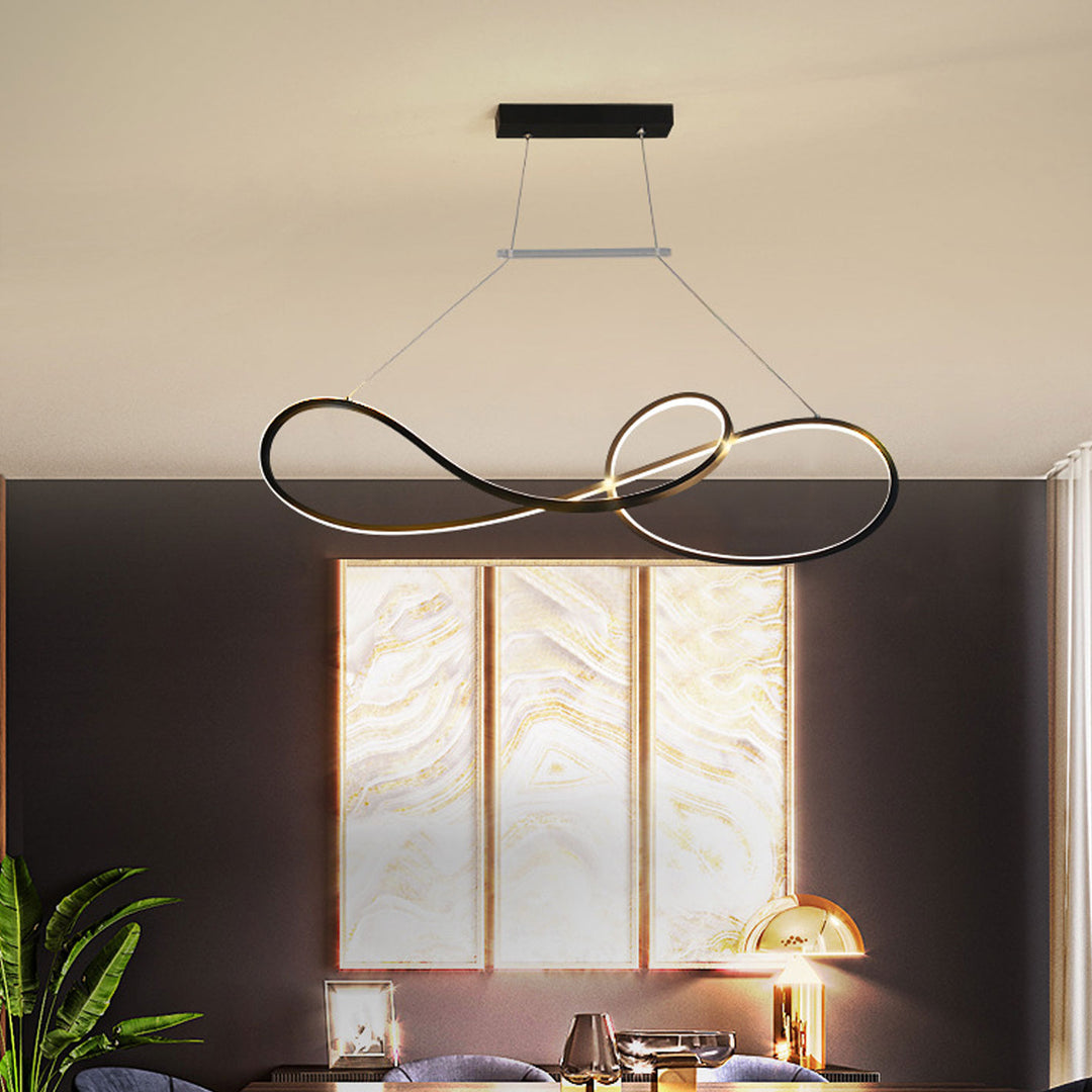 Lámpara de Araña Moderna de Lujo Ligero con Anillo Curvo LED para Isla 