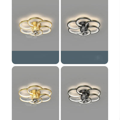 Modern Luxury Flower Petal Design LED Flush Mount Ceiling Fan Light