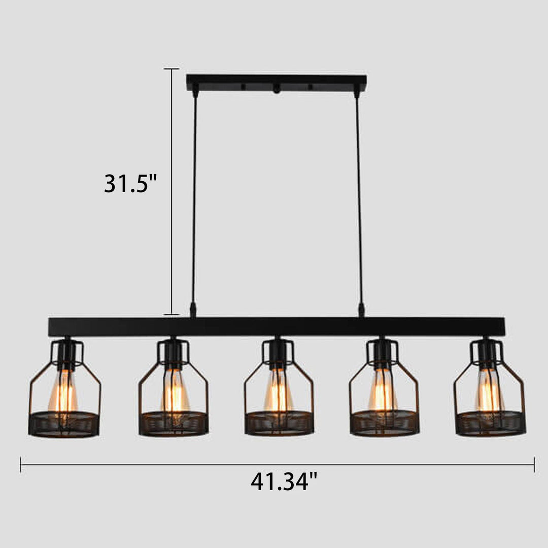 Industrielle Vintage Lang Bar Käfig Insel Licht 6-Licht Kronleuchter 