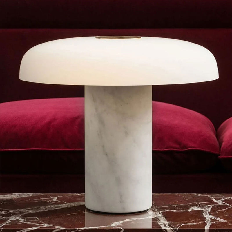 Postmodern Luxury Marble Mushroom Design LED Table Lamp