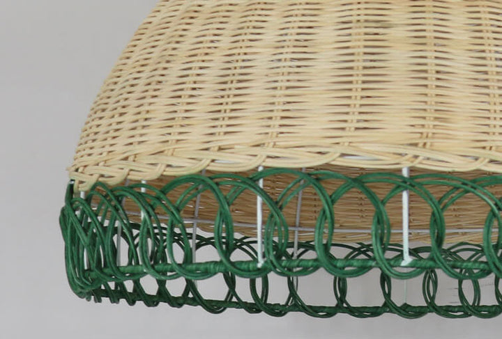 Rustic Rattan Weaving 1-Light Half Circle Pendant Light