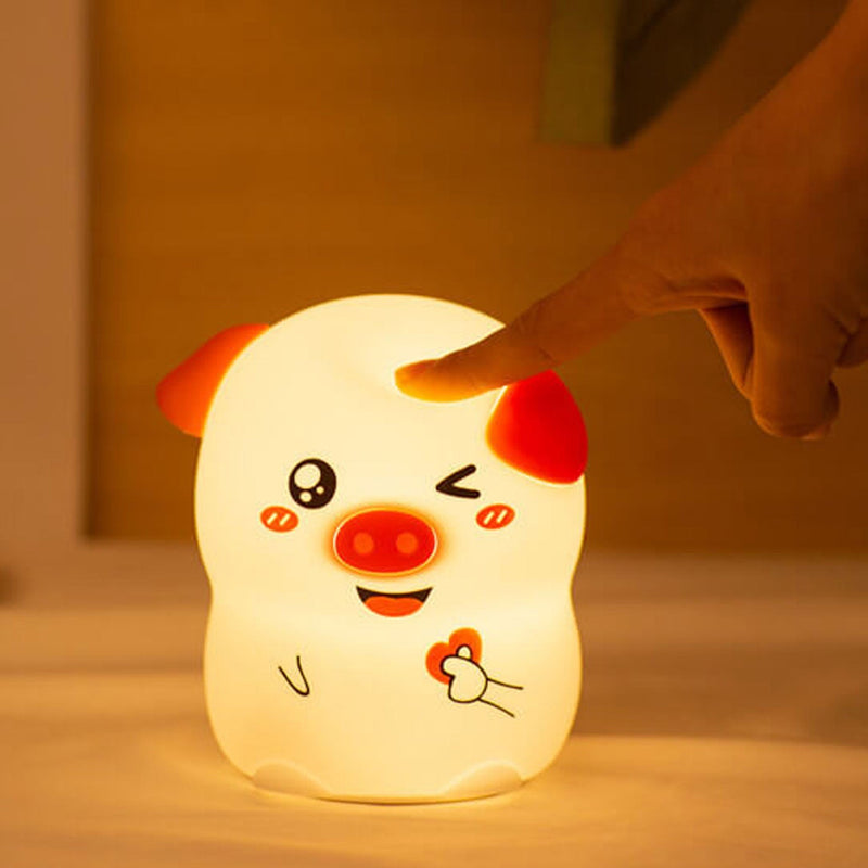 Creative Cartoon Funny Piggy Pat Silicone LED Night Light Table Lamp