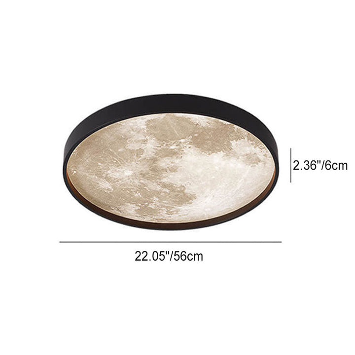 Modern Minimalist Moon Round Iron Acrylic LED Flush Mount Ceiling Light for Living Room