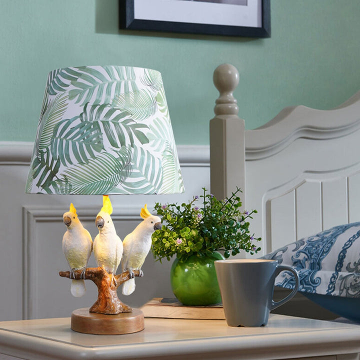 Nordic Leaf Fabric Harz Vogel Design 1-Licht Tischlampe 