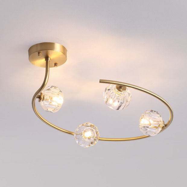 Simple Crystal Ball 2-5 Light 3 Color Changeable LED Semi-Flush Mount Lighting