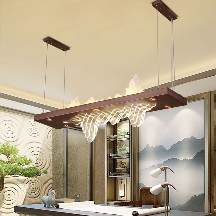 Moderne Chinesische Acryl-Landschaftsdesign Insel Licht Zen LED Kronleuchter 
