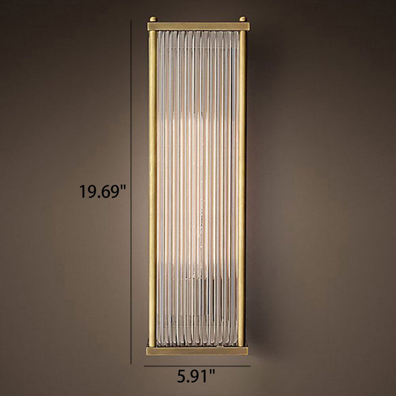 Modern Light Luxury Rectangular Hardware Glass 1-Light Wall Sconce Lamp