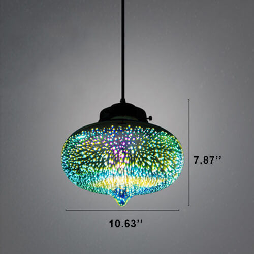 Modern Creative 3D Stained Fireworks Glass Jar 1-Light Pendant Light