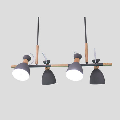 Nordic Macaron Log Bell Shade Island Light 4-Light Chandelier