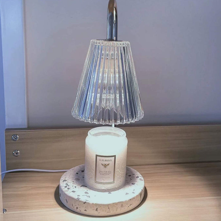 Lámpara de mesa de cera derretida de 1 luz con base de terrazo de vidrio escandinavo contemporáneo para dormitorio 