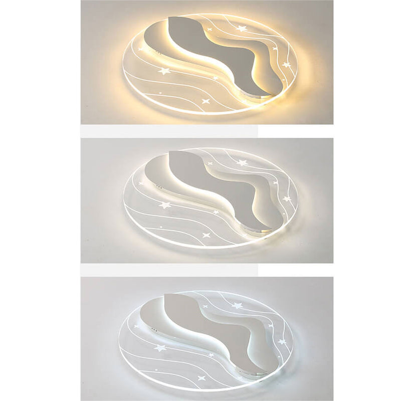 Modern Wrought Iron Acrylic Round LED Flush Mount Ceiling Light