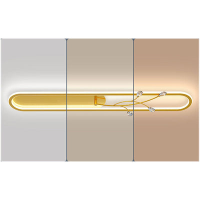 Creative Long Oval Crystal Small Flower Decoration Design LED Flush Mount Light