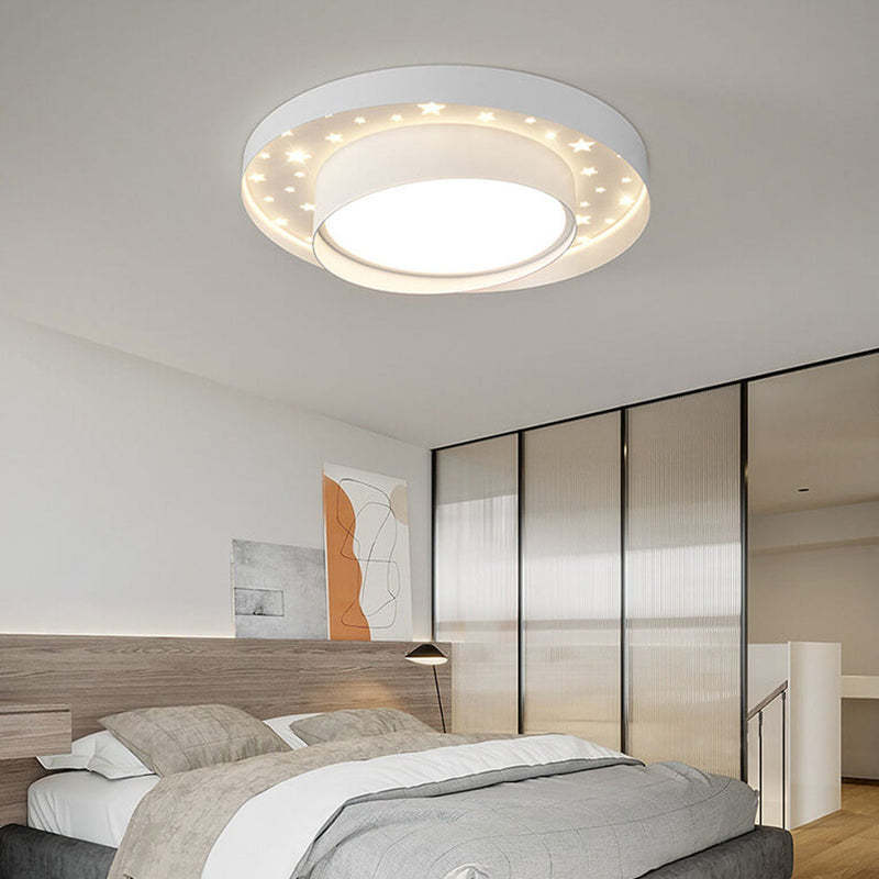 Nordic Minimalist Round Star Effect LED Flush Mount Ceiling Light