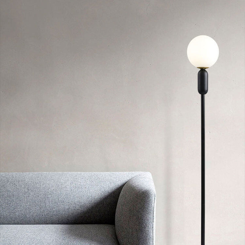 Nordic Minimalist Glass Ball Linear Base LED Standing Floor Lamp