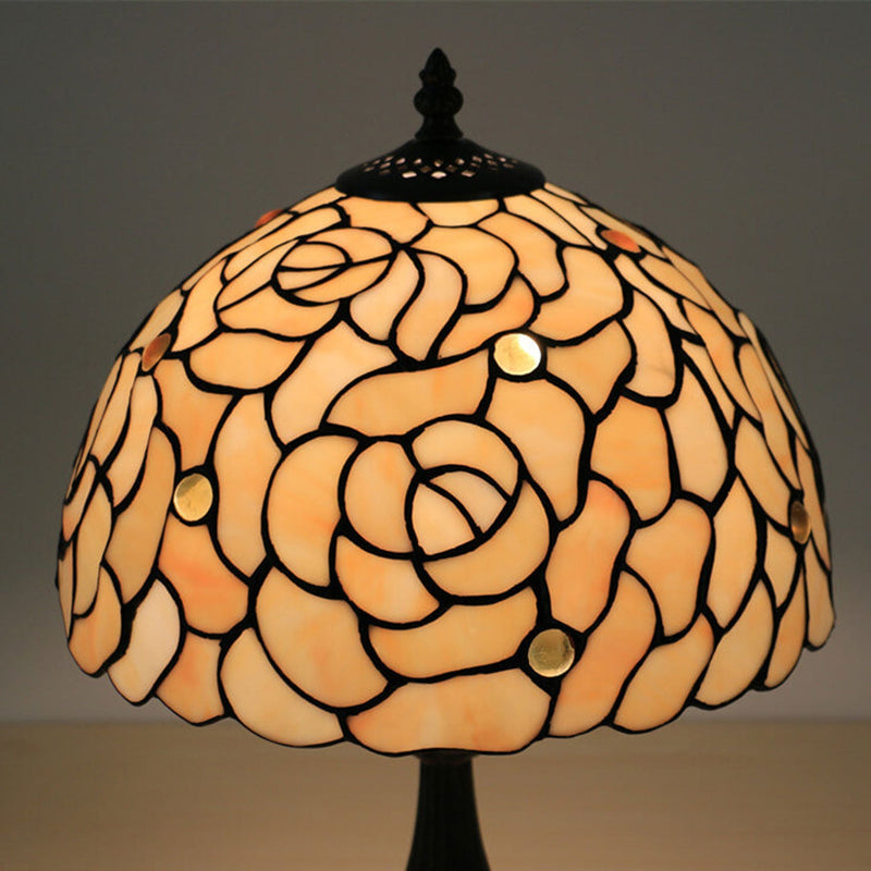 Tiffany Creative Yellow Rose Dome 1-Light Table Lamp