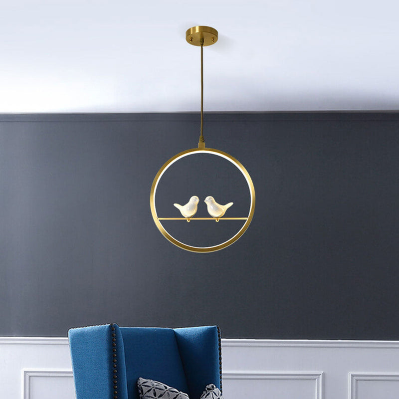 Nordic Creative Bird Gold Copper Ring LED Pendant Light