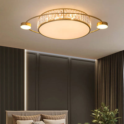 Nordic Luxury Crystal Round Ring Satellite LED Flush Mount Ceiling Light