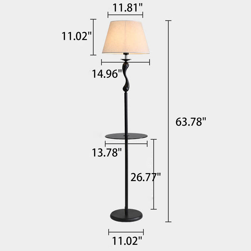 Moderne, einfache, 1-flammige Stehlampe aus Leinenstoff mit Kuppel aus Eisen