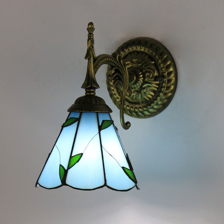 Lámpara de aplique de pared de 1 luz de vidrio teñido cuadrado Tiffany europeo 