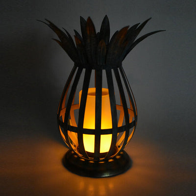 Solar-Eisen-Ananas-Flammen-Kerzen-hohles LED-Rasen-dekoratives Licht 