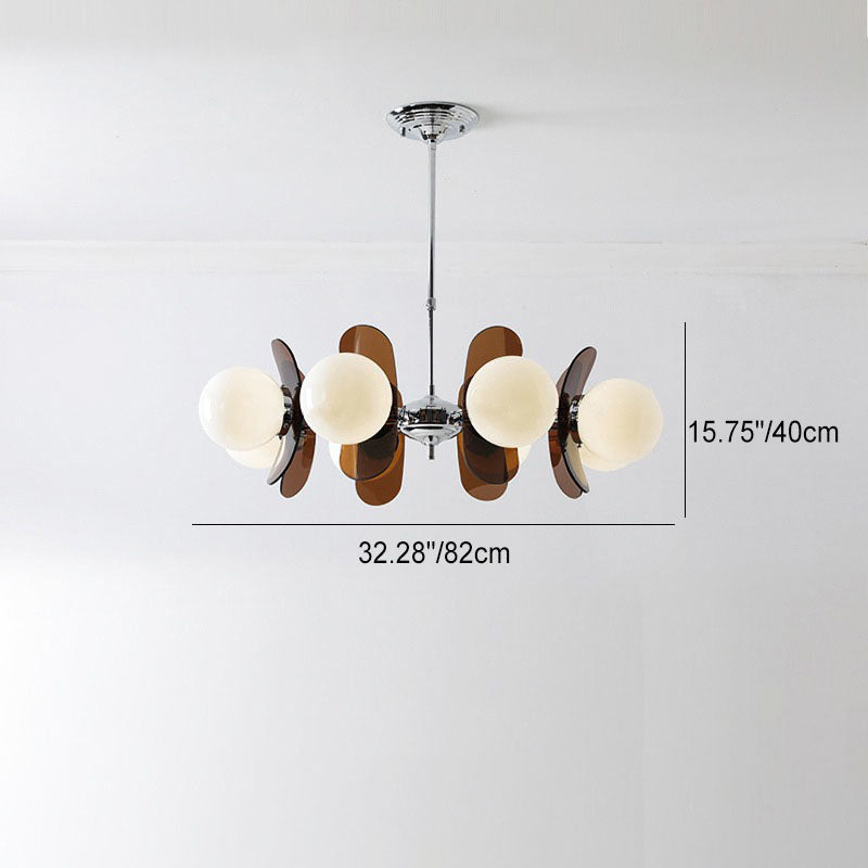 Moderner Mid-Century Acryl Magic Bean Glasschirm 3/5/6/8-Licht Kronleuchter für Wohnzimmer