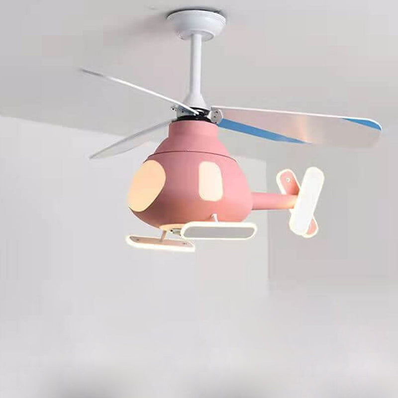 Cartoon Creative Aircraft Design LED Downrods Ceiling Fan Light