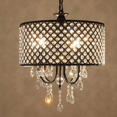 Modern Luxury Crystal Branch Round 4-Light Chandelier