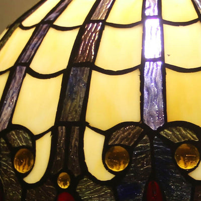 Vintage Tiffany Stained Glass Shade 1-Light Table Lamp