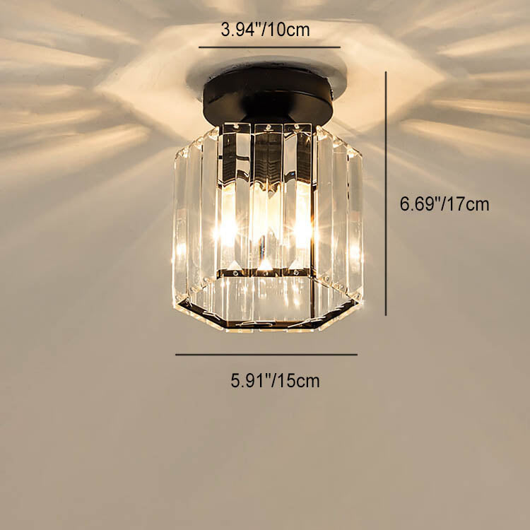 Modern Luxury Round Square Trapezoid Hexagonal Iron Crystal Glass 1-Light Semi-Flush Mount Ceiling Light