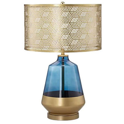 Creative Blue Transparent Lamp Body Hollow Pattern Lampshade Design 1-Light Table Lamp