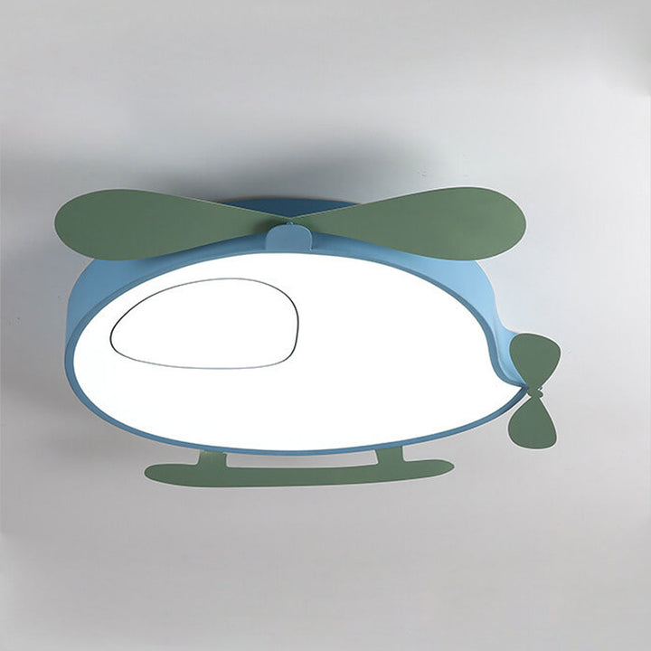 Lustre de plafond pour enfants avec protection des yeux LED colorée et créative en forme d'avion 