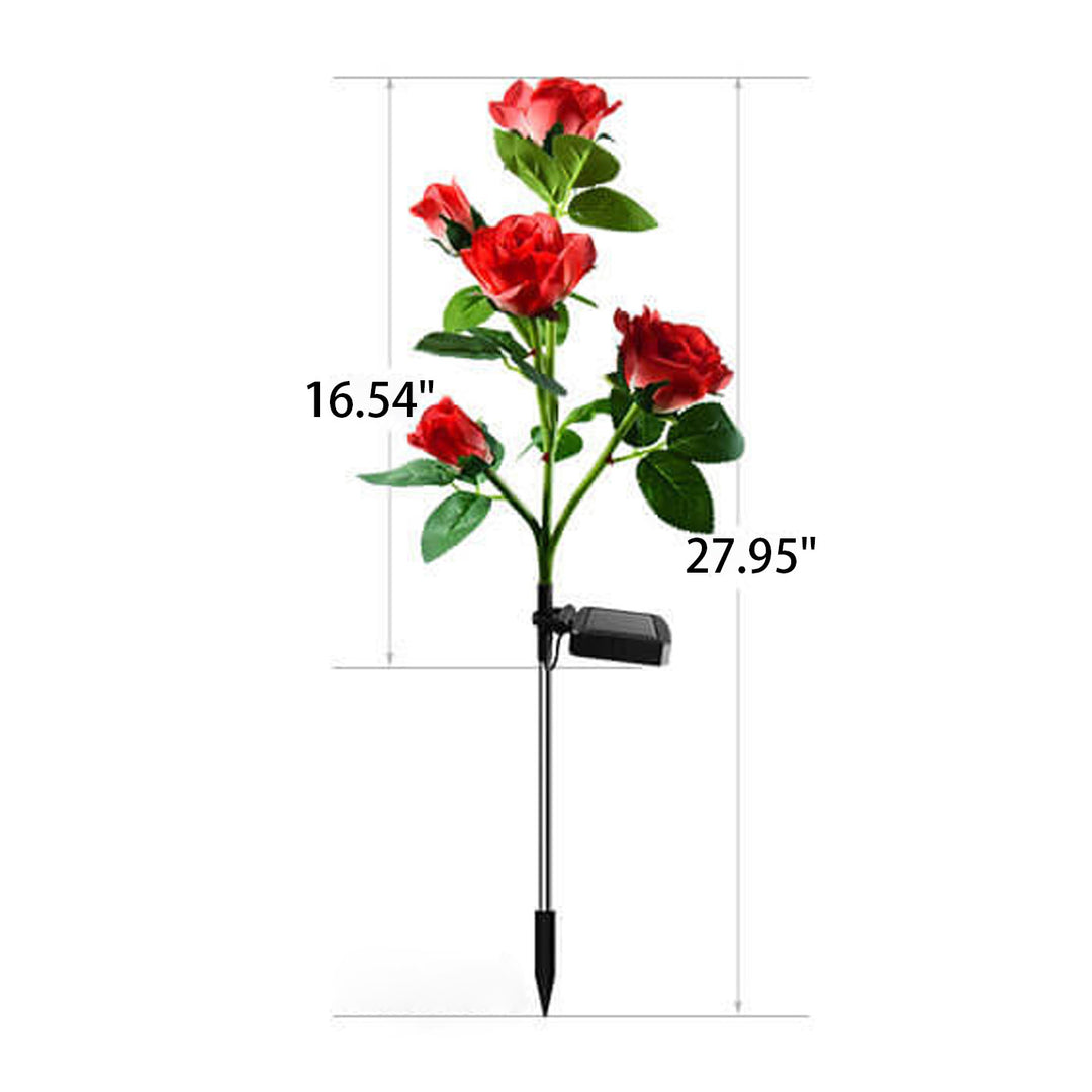 Moderner Solar-Rosenstrauß 5 Kopf LED Outdoor Garten Dekorative Boden-Einsteck-Landschaftsbeleuchtung 