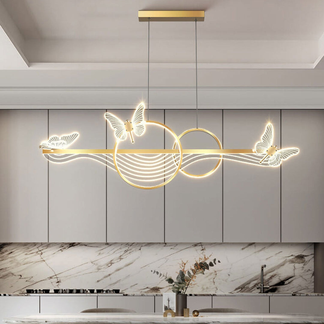 Lustre LED linéaire rond papillon de luxe nordique 