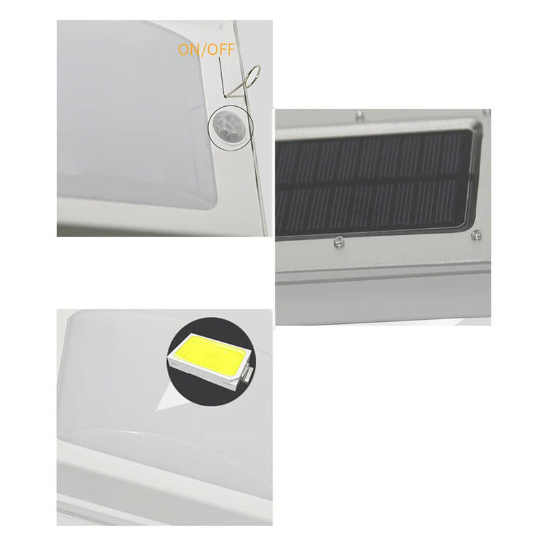 Lampe murale extérieure à LED avec détection de corps rectangulaire ABS solaire 