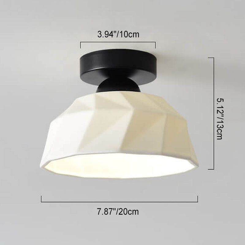 Nordic Minimal Textured Ceramic Cone Round 1-Light Semi-Flush Mount Ceiling Light