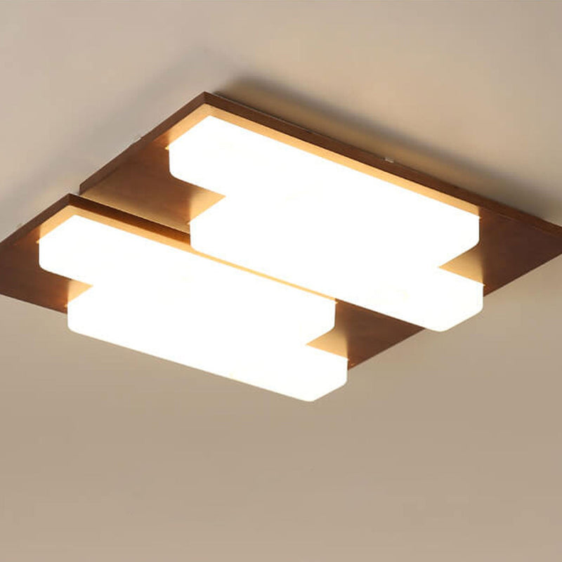 Nordic Creative Walnut Acrylic Rectangular LED Flush Mount Ceiling Light