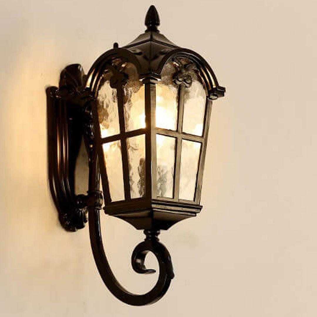 Lanterne murale étanche à 1 lumière en aluminium et verre rétro européen pour l&