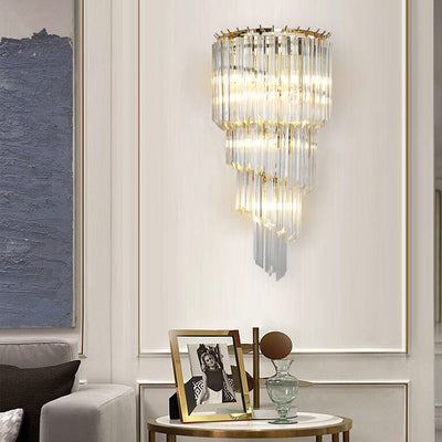 Modern Luxury Crystal Four Layers 5-Light Wall Sconce Lamp