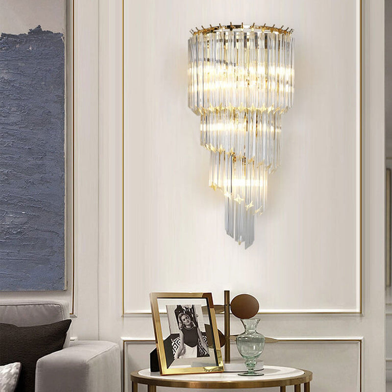 Moderne Luxus Kristall Vier Schichten 4-Licht Wandleuchte 